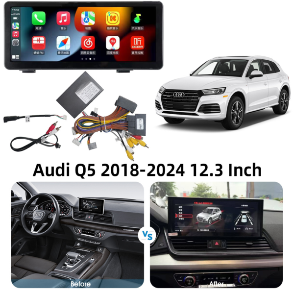 18-241 12.3 Inch Android Touch Screen for Audi GPS Navigation Radio Multimedia Display Car Screen for Audi Q5
