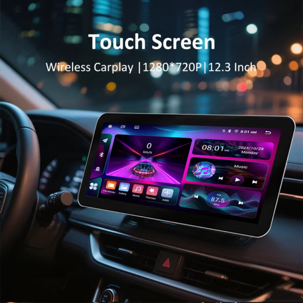 2 Universal Car Screens 12.3 Inch Android Car Stereo 4+64G with Apple Carplay Radio Multimedia Player DVD System for Benz BMW mazda