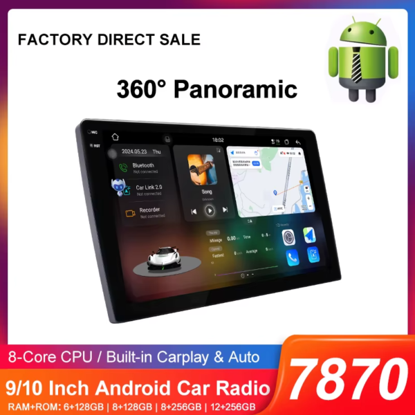 9 Inch 1 Din Android Stereo GPS RGB 2G 32G IPS Screen 8-Cord Car Play AHD Steering Wheel Control Universal Car DVD Player