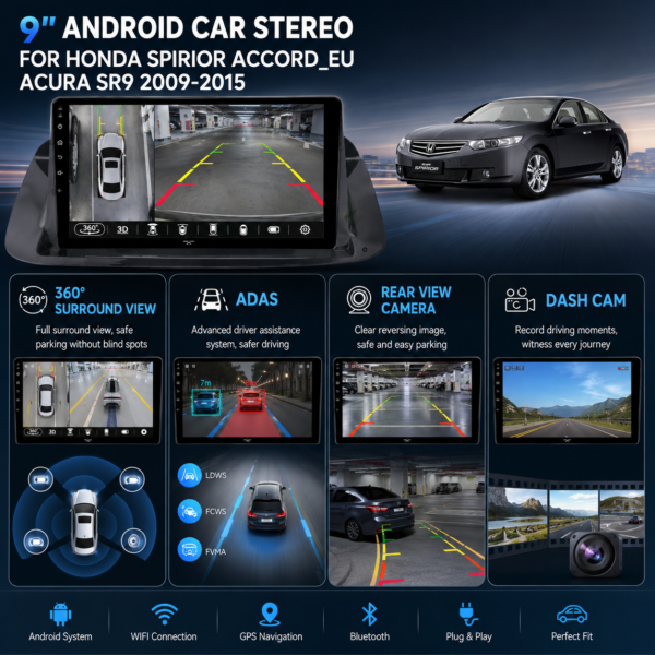 47022d23-c4d2-4c83-85f6-c6b89694df10 Carplay Android Car Stereo Gps Navigation for Honda Spirior Accord EU Acura SR9 2009-2015 BT Touch Screen Car Radio Video Player