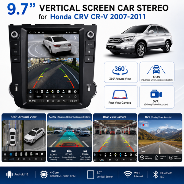 High Quality 10.4Inch Tesla Style Touch Screen for Honda CRV 2006-2011 Android Car Stereo Video Radio