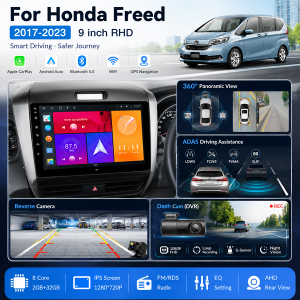 Honda Freed Hybrid RHD Car for DVD Player Multimedia Android GPS Navigation System HD Touchscreen Radio for Right-Hand