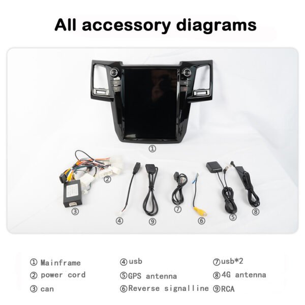 描述_23 9.7" Android Car Radio for Toyota Fortuner Hilux 2007-2015 GPS Navigation BT Car Stereo Player