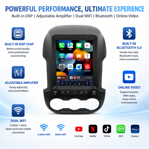for Ford Ranger 2011-2015 9.7" Android Car Audio Wireless Carplay Android Auto GPS TOUCH SCREEN car navigation android multimedia system