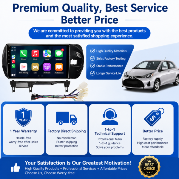 9" 2DIN Android Car Entertainment System for Toyota Vitz XP130 2014-2019 9inch Android13 Full Touch Wifi Gps Radio Video Car Dvd Player with Apple Carplay