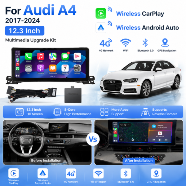 17-241 or AUDI A3 2005-2024 8 Core Android14 Auto Carplay OLED 4K Dashboard TV Factory Price Car Video Player Multimedia GPS Navigation