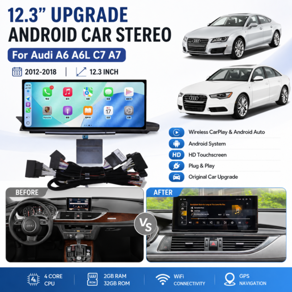 12.3" Android stereo Car Dashboard Screen for AUDI A6C7