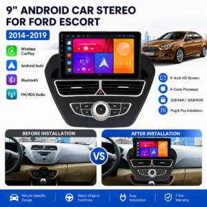 for Ford Escort 2014-2019 Android Car Radio Player WIFI Carplay 9 Inch Touch Screen 8 Core 4G Mirror Link Stereo CAR avigation