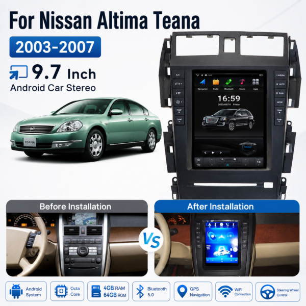 for Nissan Teana 2003-2007 Car Stereo Mirror Link Auto Radio 9.7 Inch Android IPS Touch Screen Car DVD Player GPS