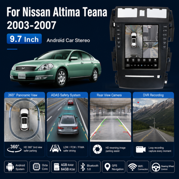 for Nissan Teana 2003-2007 Car Stereo Mirror Link Auto Radio 9.7 Inch Android IPS Touch Screen Car DVD Player GPS