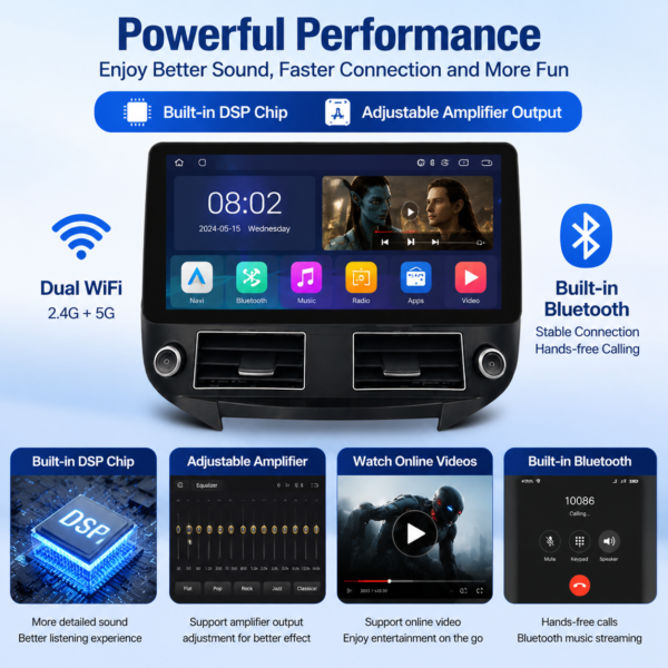 for Hyundai SantaFe IX45 2013-2018 16+512GB Crystal Sound Android 14 Car DVD Radio Player 12.3 Inch Multimedia touch Screen navigation