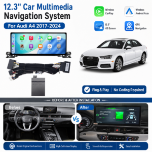 49b7bc58-0334-479f-b57c-a449c6144cdb 12.3 Inch Carplay for Audi A4 2002-2024 Android 13 Wireless Car Radio GPS Navi Head Unit Multimedia Player Ultra-thin Screen