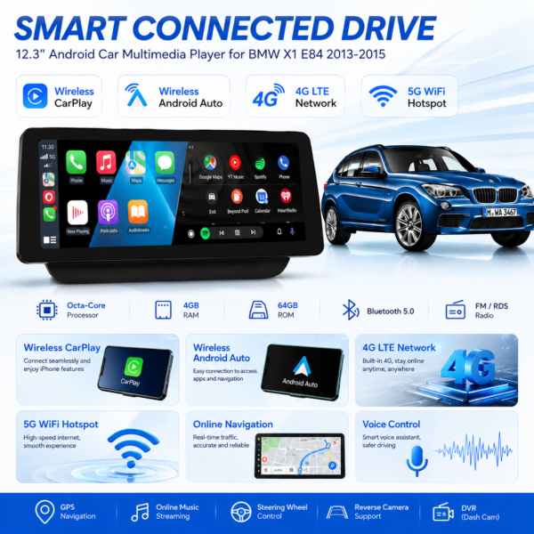 4d1dfee2-e624-414a-8680-05456e396f05 12.3 Inch GPS Navigation WiFi 4G Carplay Stereo for BMW X1