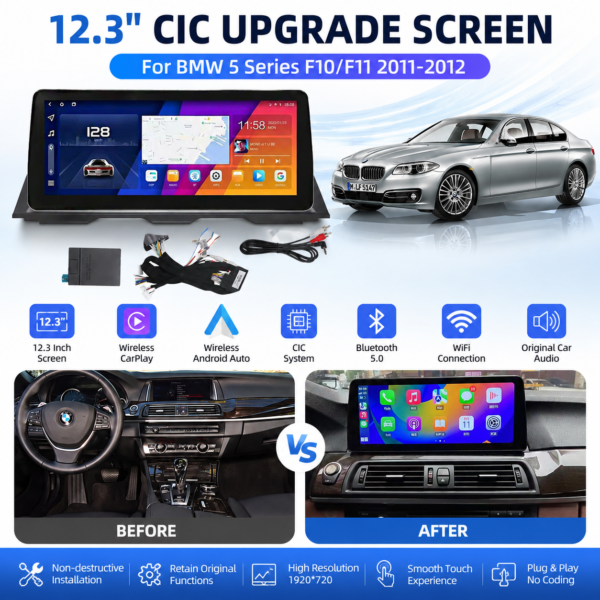 Android 13 Carplay Auto Navigation Player for BMW 5 Series