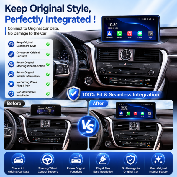 for Lexus RX RX200 RX350 RX450H 2016~201912.3'' 4G Autoradio Touch Screen Stereo Multimedia Carplay Android Car Radio Player