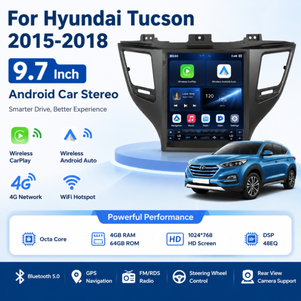 6b9e900e-daf6-492c-810b-ac39493b8589 for Hyundai Tucson 2015-2018 Car Radio Tesla Screen Multimedia Video Player Navigation GPS Android 13 Carplay BT Wifi DSP
