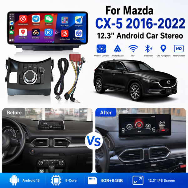 84c086f6-d294-413a-9b93-fbb553df5d76 Mazda CX-5 12.3-inch Android Navigation 12.3 Inch Android Screen Auto radio Android Car Radio High Resolution Built-in CarPlay 4G WIFI