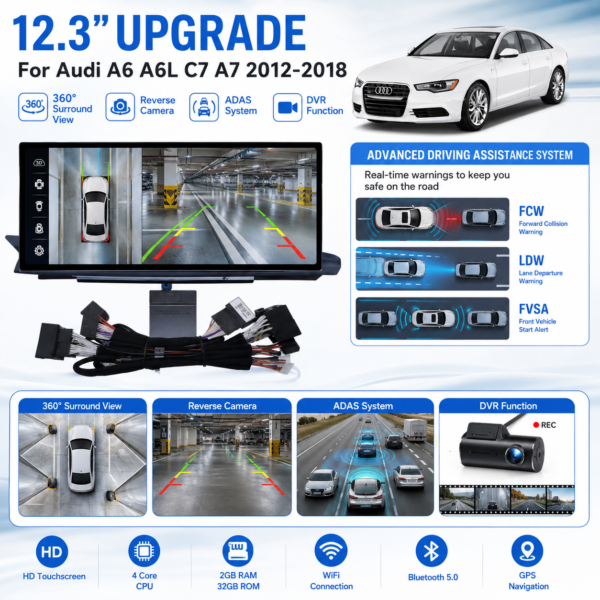 12.3" Android stereo Car Dashboard Screen for AUDI A6C7