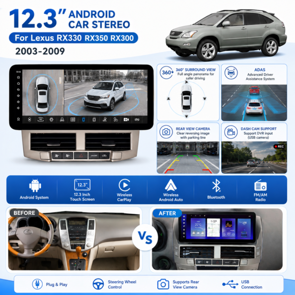 cd701f2c-276d-40b1-933c-cf5265de7a3a for Lexus RX-300/330/350 2003-2009 12.3'' SCREEN car navigation Android Car Stereo 8 Core Wireless CarPlay Android Auto touch screen