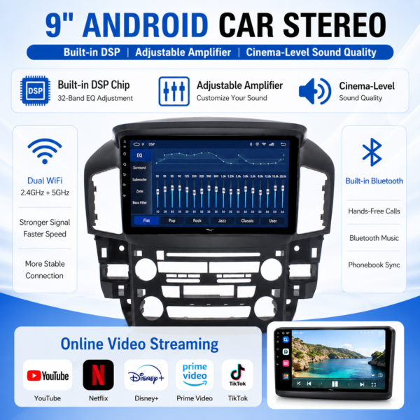 for Lexus RX300 1997-2003 Android Car Radio Player WIFI GPS Carplay BT FM 9 Inch Touch Screen 8 Core 4G Android Auto Car Stereo