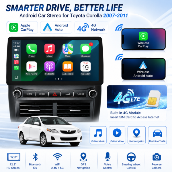 f1f55144-ff59-479f-a4c7-7a737321a12b for Toyota Corolla 2007-2013 12.3 inch 8 Core Full Touch Screen Android Car Player DSP Carplay Car Frame Radio navigation