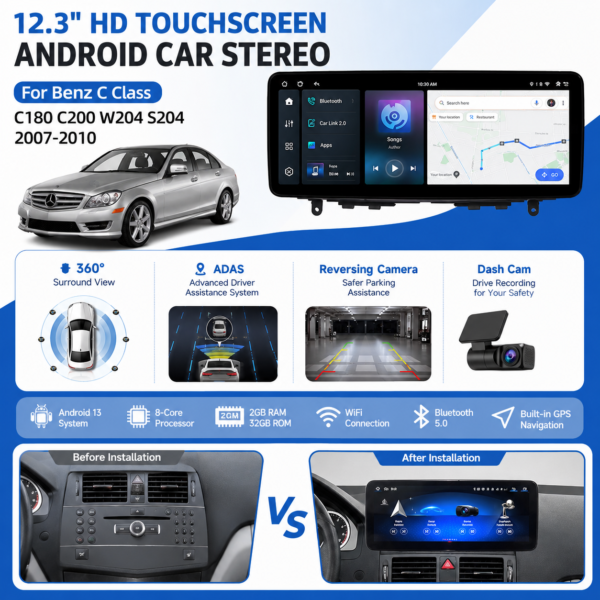 f5f7e94f-e2b2-4b24-8a97-87e410b8317e 12.3-inch Android Multimedia Player for Mercedes-Benz C-Class W204
